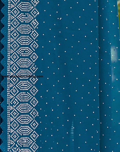 Blue Swarovski Georgette Stone Work Saree