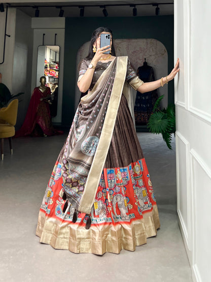 Product Image - Exquisite Kalamkari Print Lehenga Set in Dola Silk