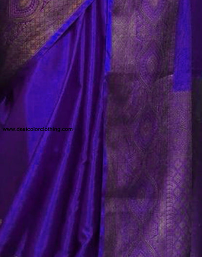 Blue Banarasi Silk Woven Saree