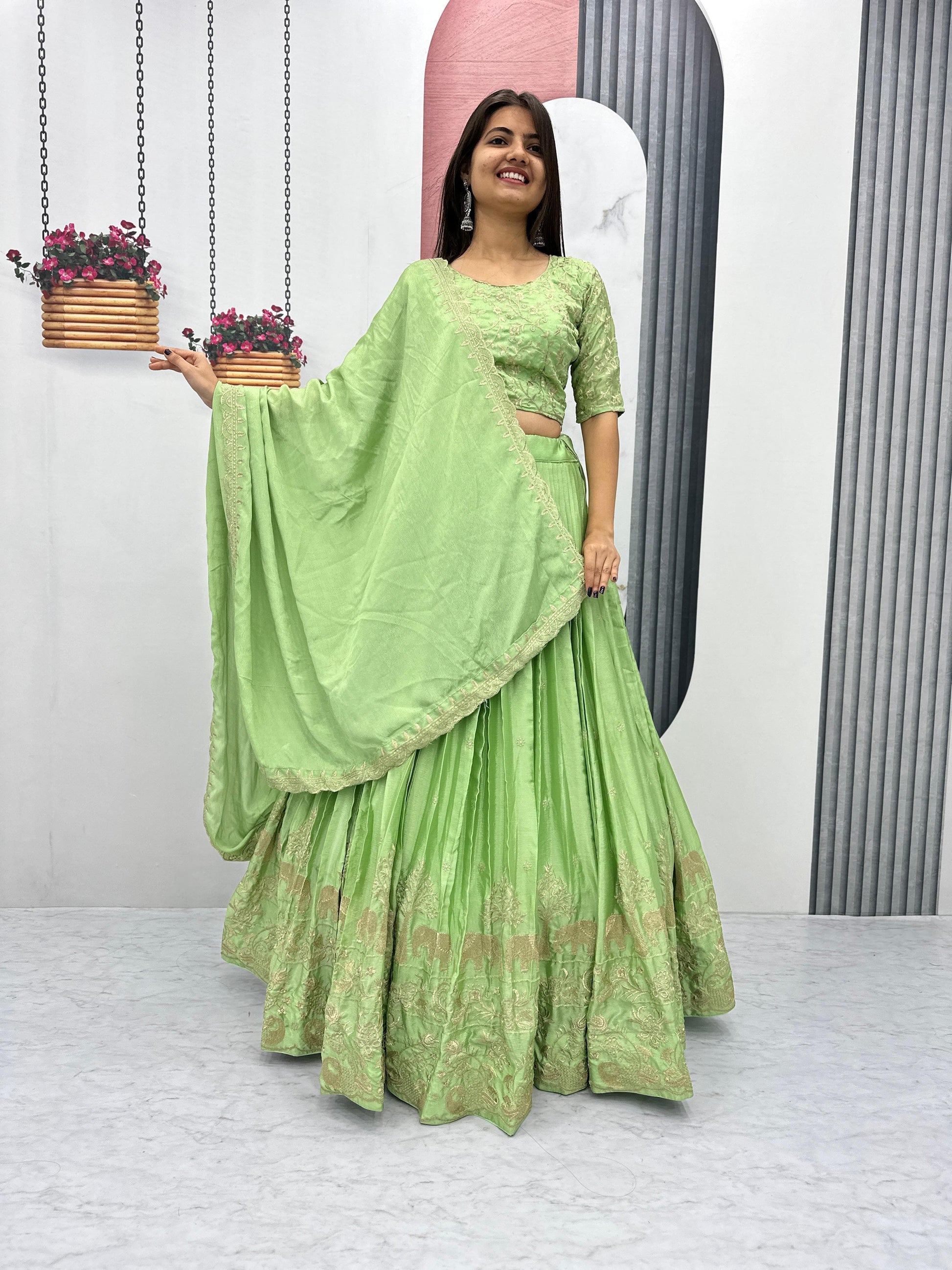 Product Image - Elegant Chinon Festive Wedding Lehenga Choli by Mahant Creation
