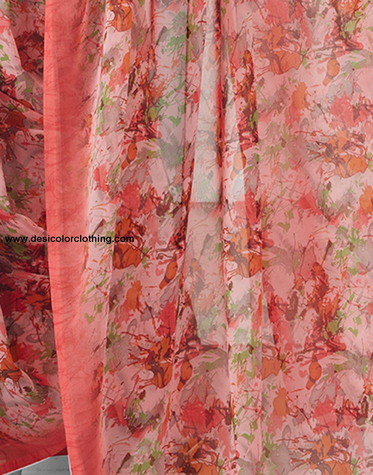 Rose Pink Printed Georgette Saree