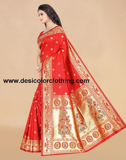 Red Paithani Silk Saree