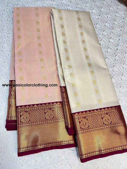 Semi Kanchi Saree with Free Shipping  - Brown