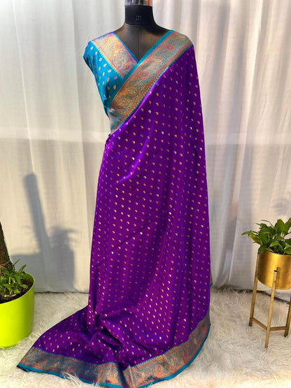 Product Image - Exquisite Pure Soft Paithani Silk Saree with Contrast Weaving Border