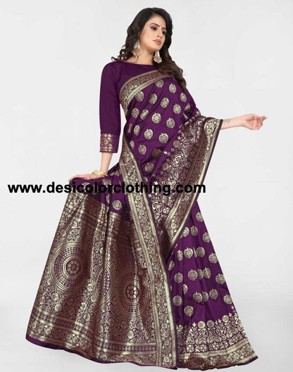 Purple Jacquard Banarasi Silk Saree