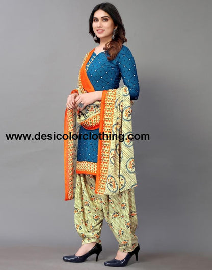 Printed Polyester Unstitched Salwar Suit Material