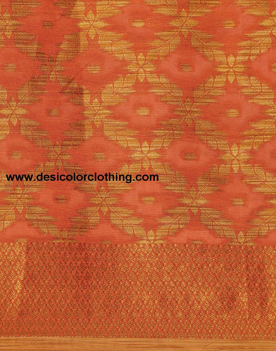Orange Coloured Banarasi Cotton Silk Saree