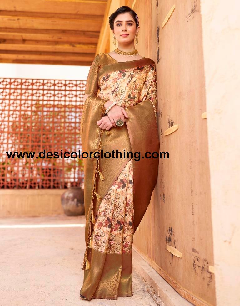 Yellow Silk Printed Ready To Wear