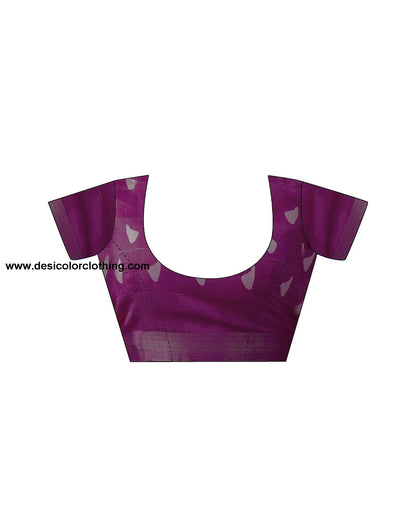 Purple Printed Cotton Saree