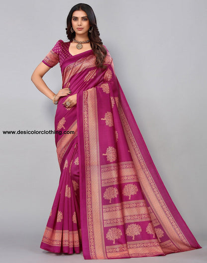 Purple Silk Printed Saree