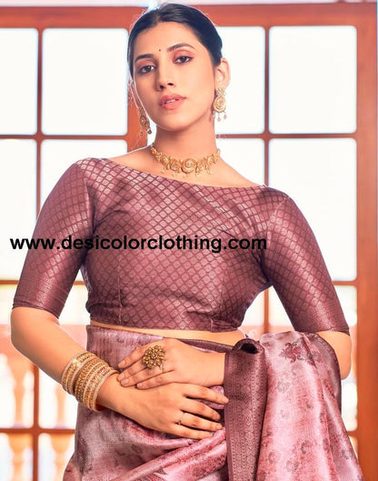 Pink Silk Printed Saree