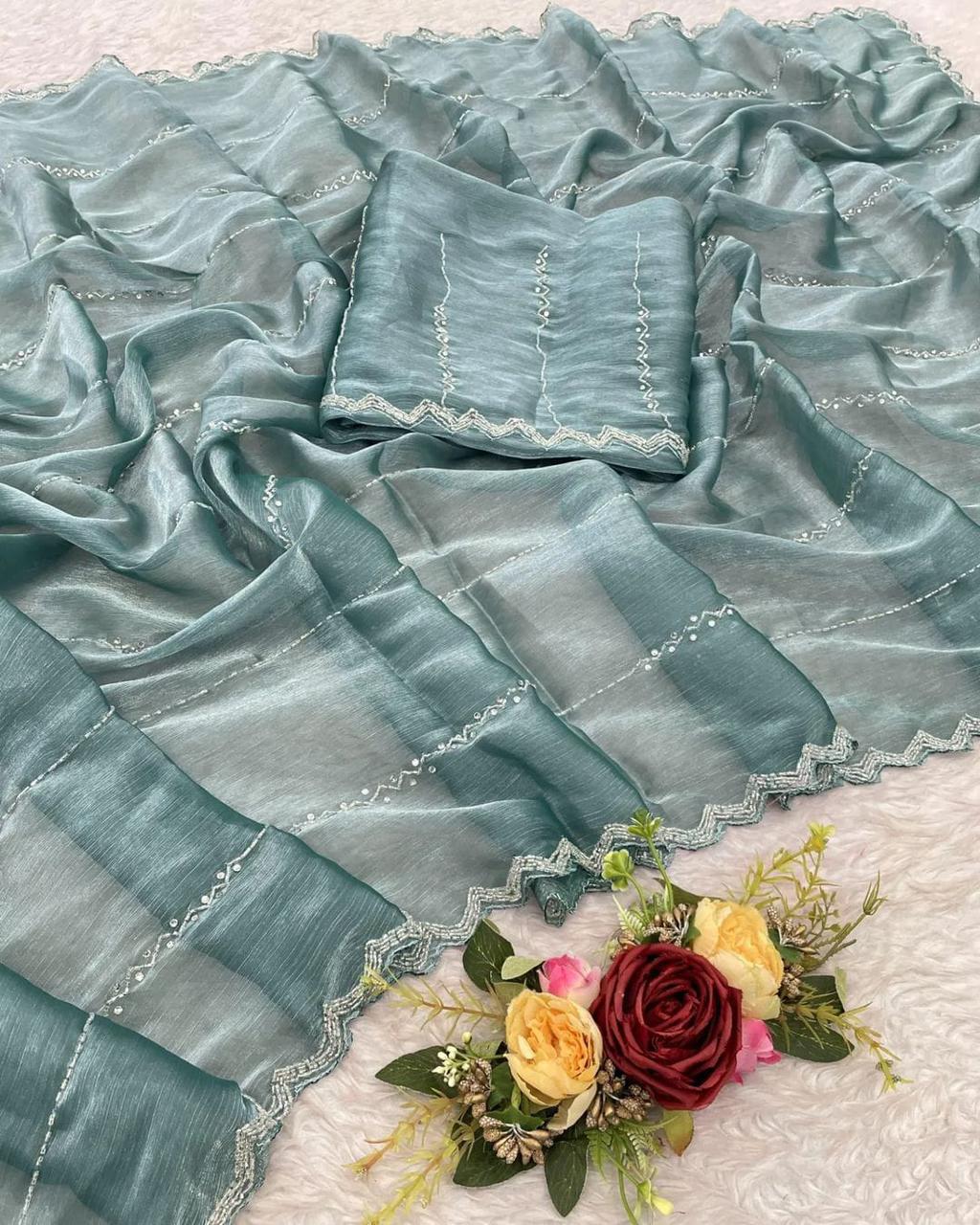 Product Image - KK Creation Designer Party Wear Saree | Georgette Fabric, Embroidery Work