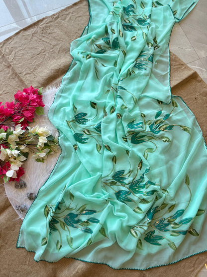 Product Image - Elegant Designer Georgette Saree