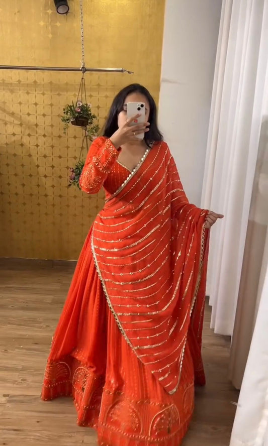 Product Image - QRC-321 Lehengha Choli Set - Foux Georgette, Thread with Sequnce Work