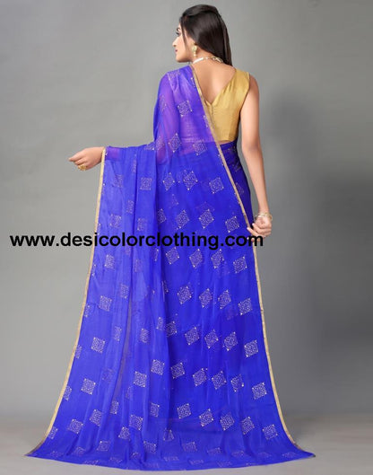 Royal Blue Chiffon Saree