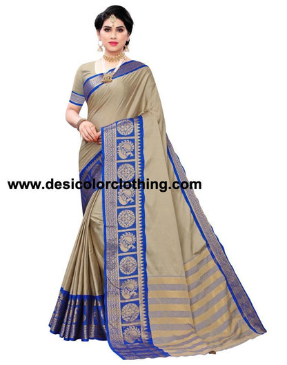 Grant Beige Coloured Poly Silk Jacquard Partywear saree