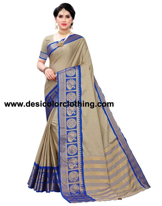 Grant Beige Coloured Poly Silk Jacquard Partywear saree