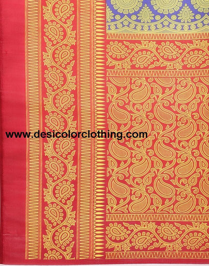 Blue Coloured Poly Silk Printed Partywear saree