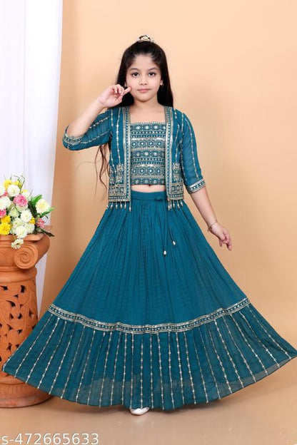 Product Image - Designer Kids Lehenga - Stylish and Traditional Indian Outfit for Girls - 1