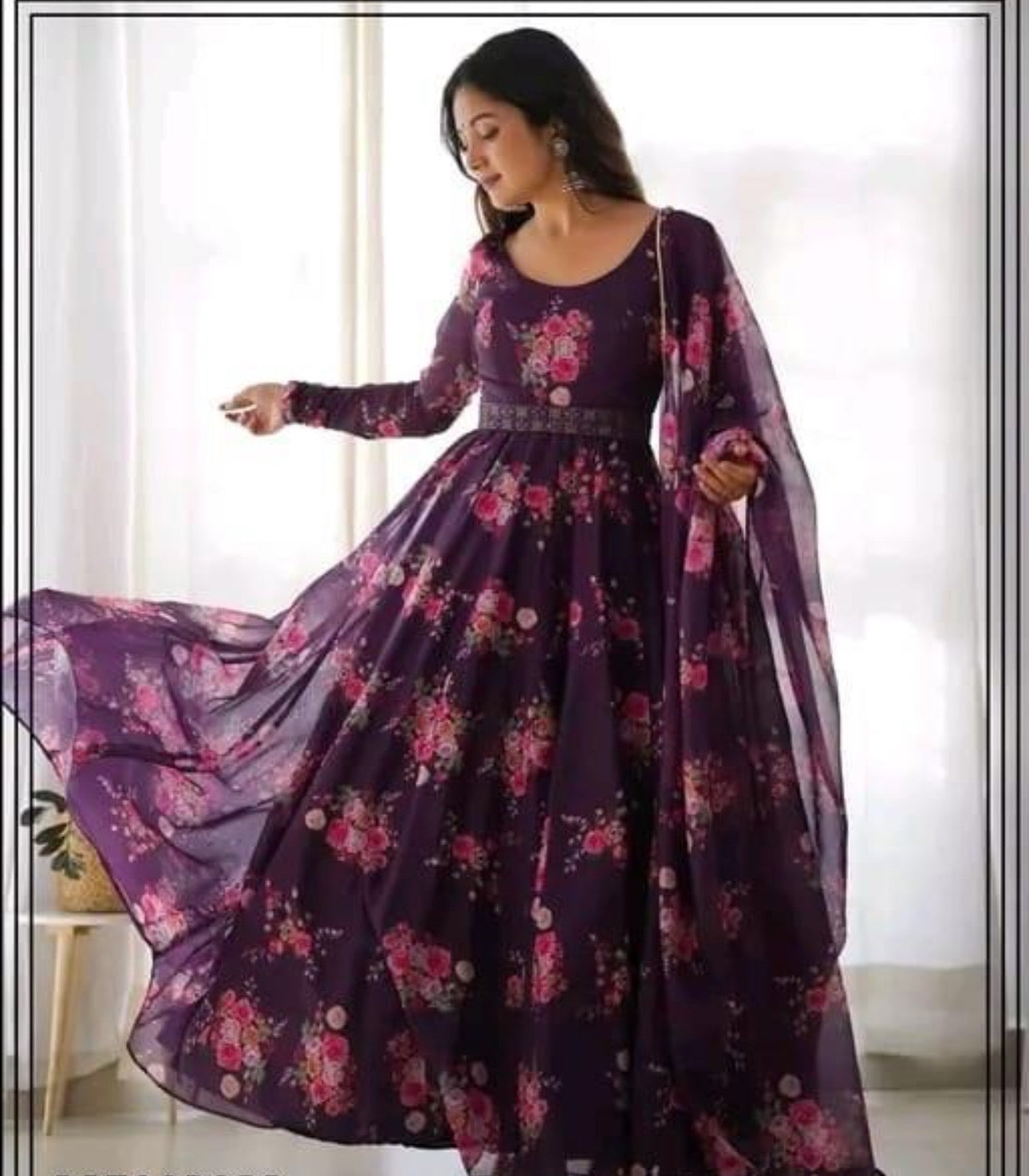 Product Image - Elegant Floral Anarkali Suit for Women - 1