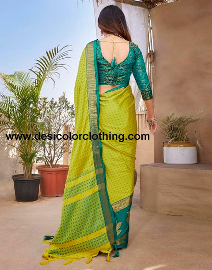 Rama Green Silk Woven Saree