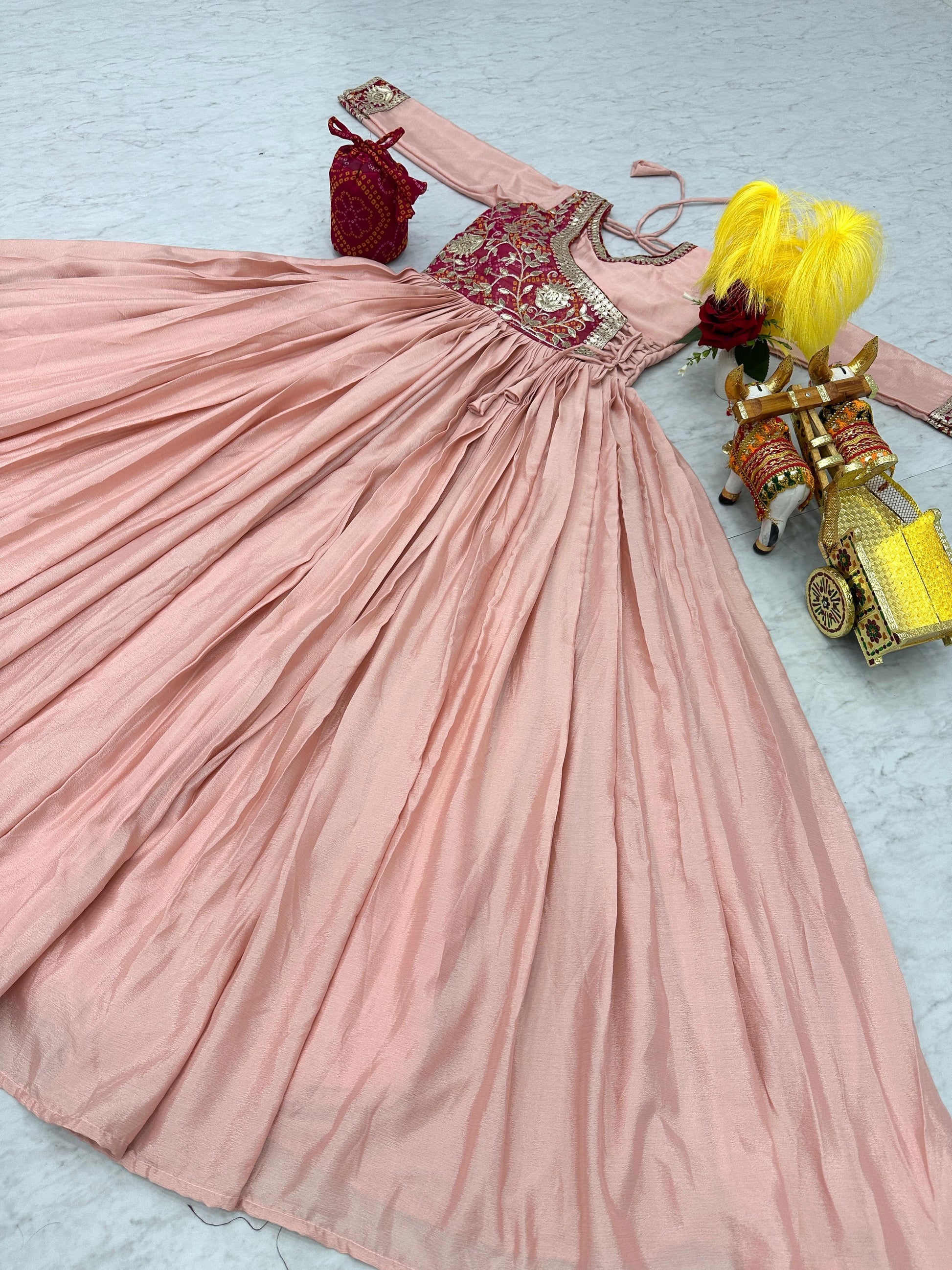 Product Image - Designer Bandhej Long Gown with Jacket | Festive & Wedding Saree Outfit