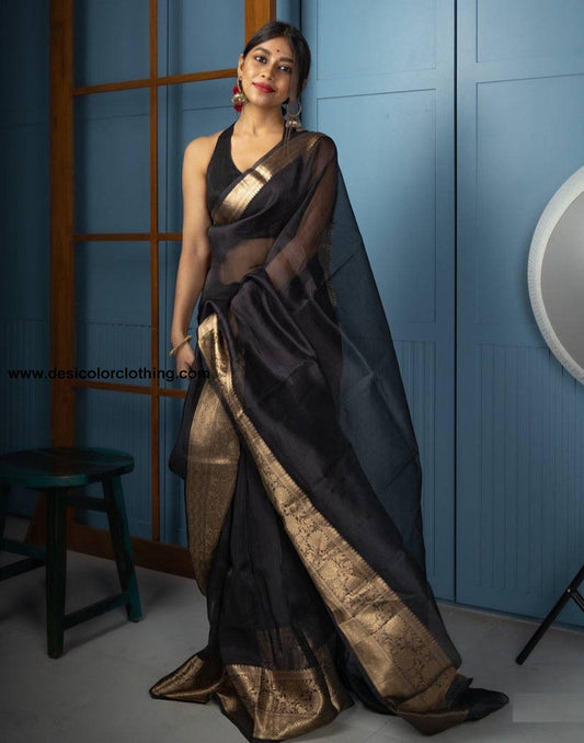 Black Organza Saree