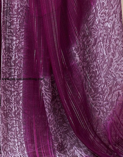 Wine Printed Georgette Saree