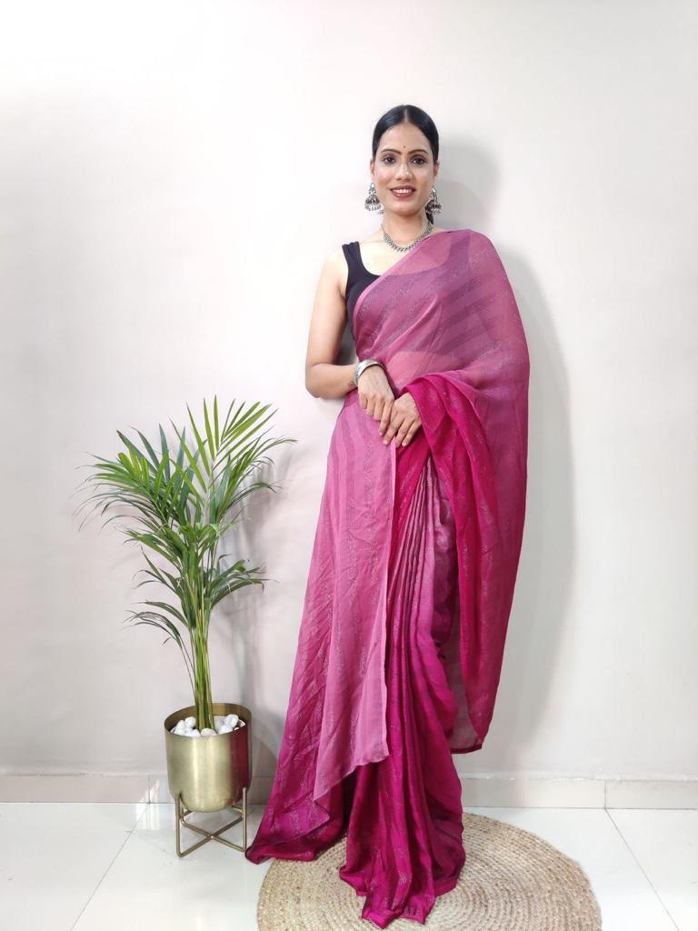 Product Image - Elegant 1 Min Ready to Wear Designer Saree | Georgette Fabric | Festive & Wedding Wear