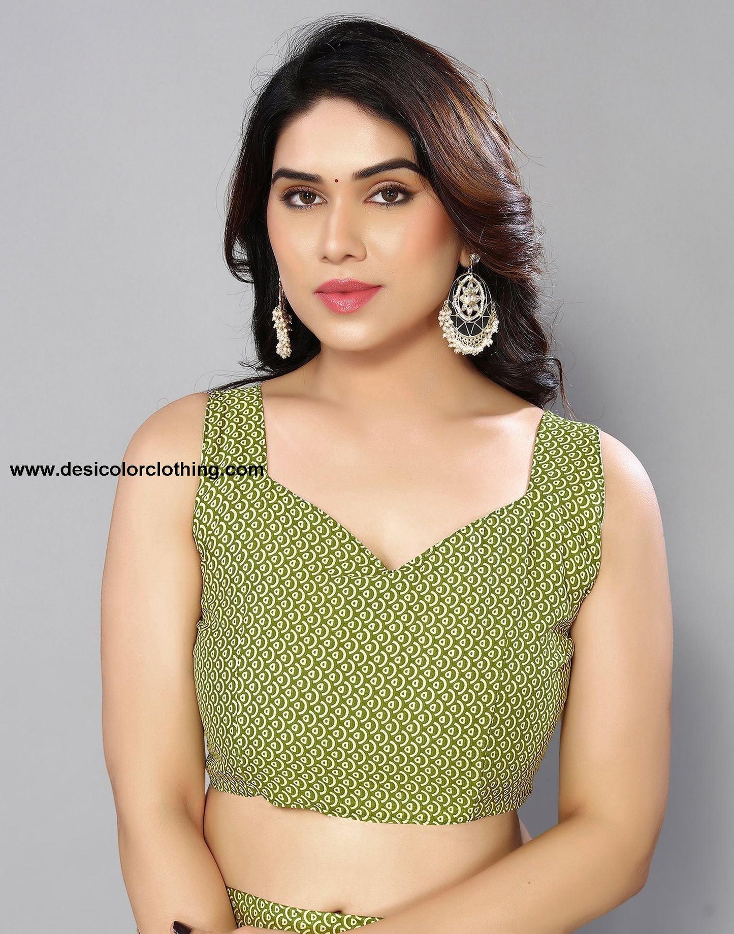 Parrot Green Printed Saree