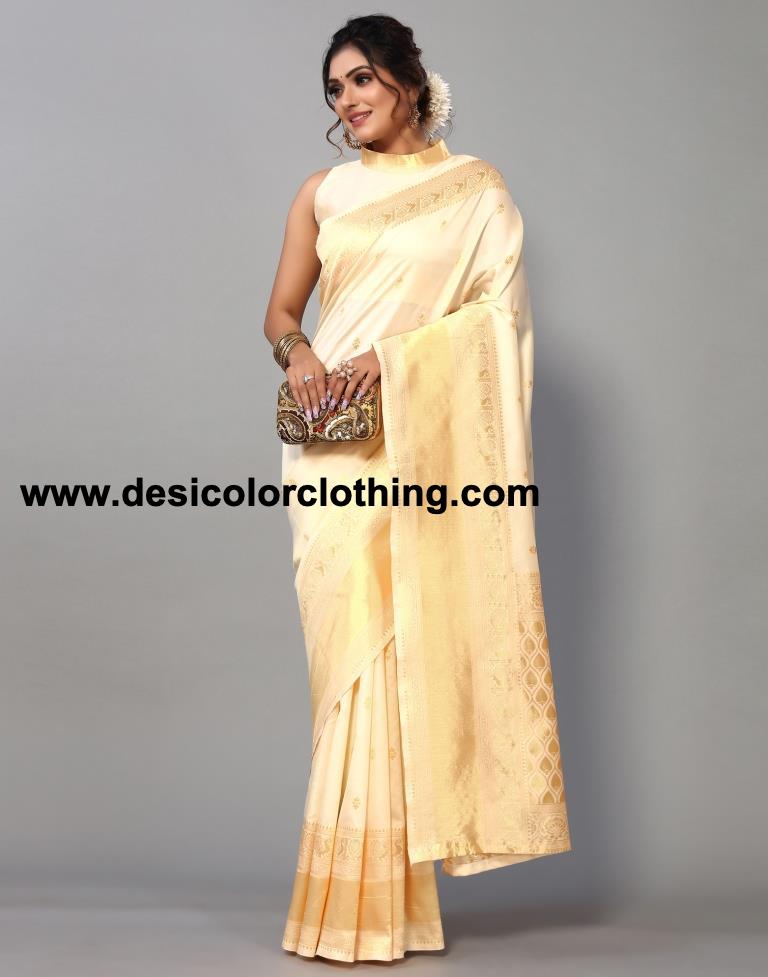 White Weaving Silk Saree