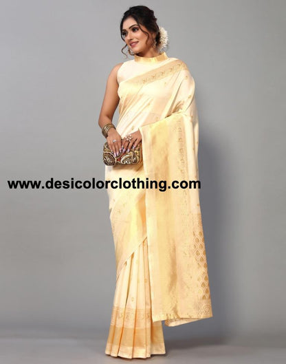 White Weaving Silk Saree