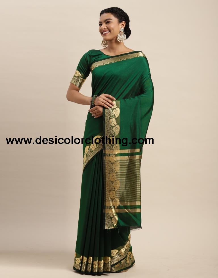 Bottle Green Silk Saree