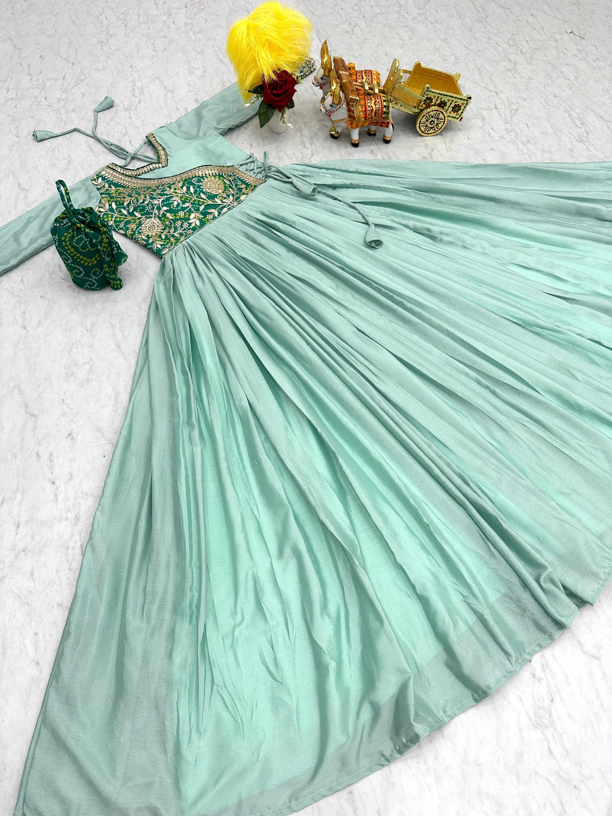 Product Image - Designer Bandhej Long Gown with Jacket | Festive & Wedding Saree Outfit