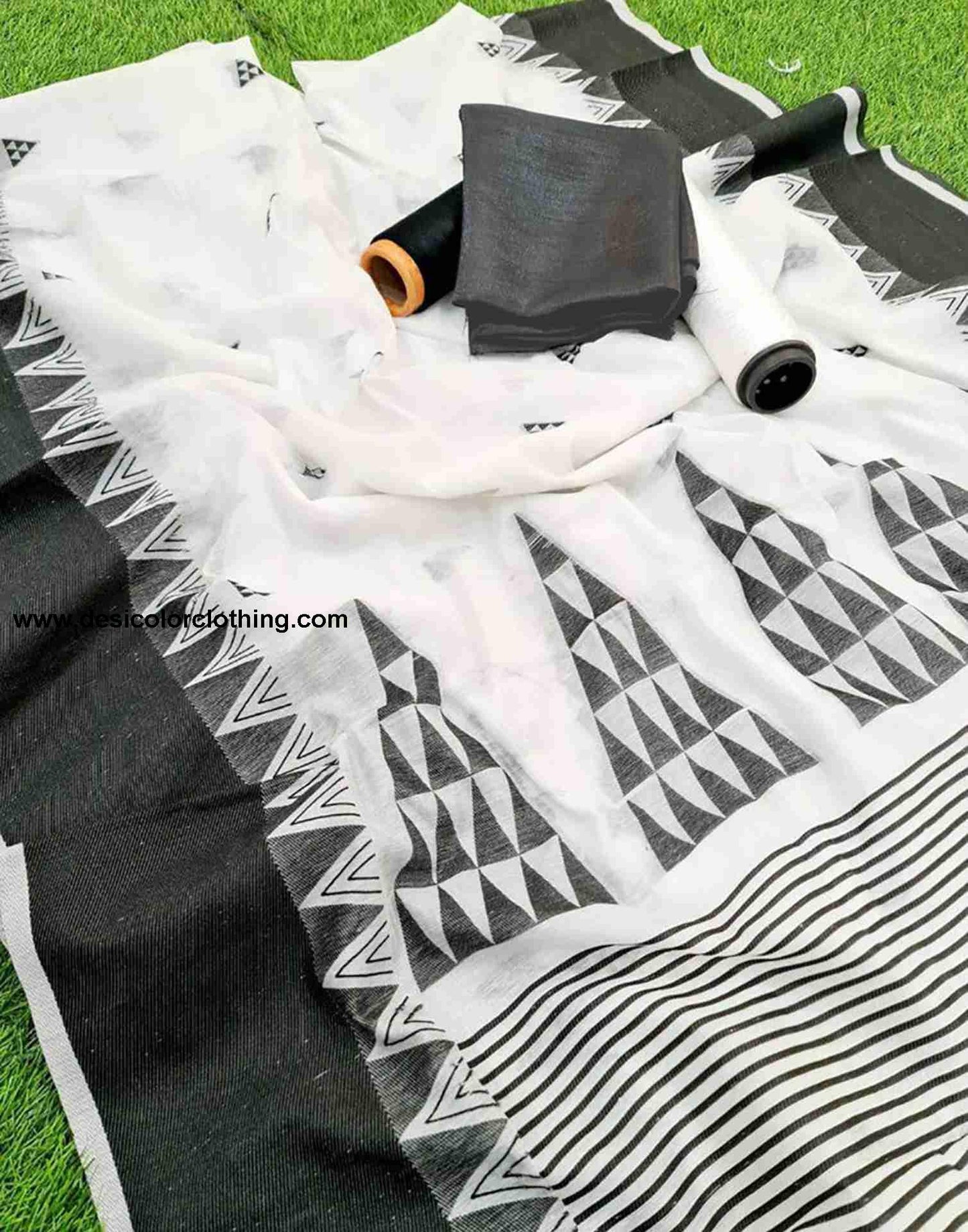 White Cotton Woven Saree