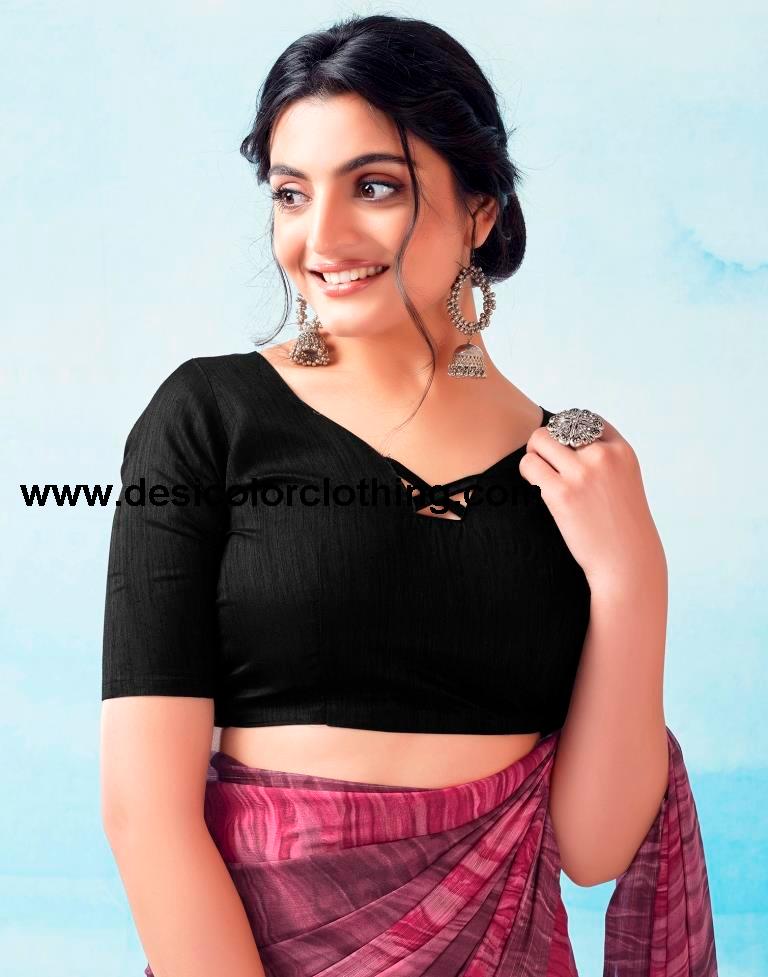 Wine Georgette Printed Ready to Wear Saree