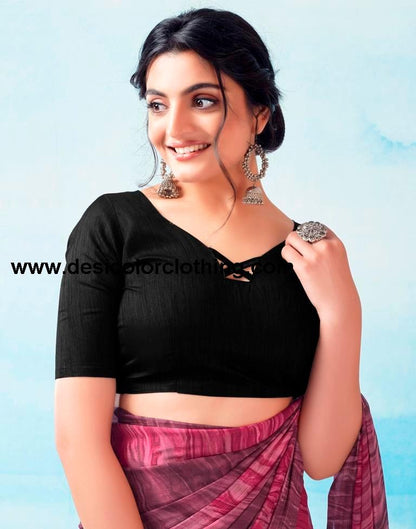 Wine Georgette Printed Ready to Wear Saree