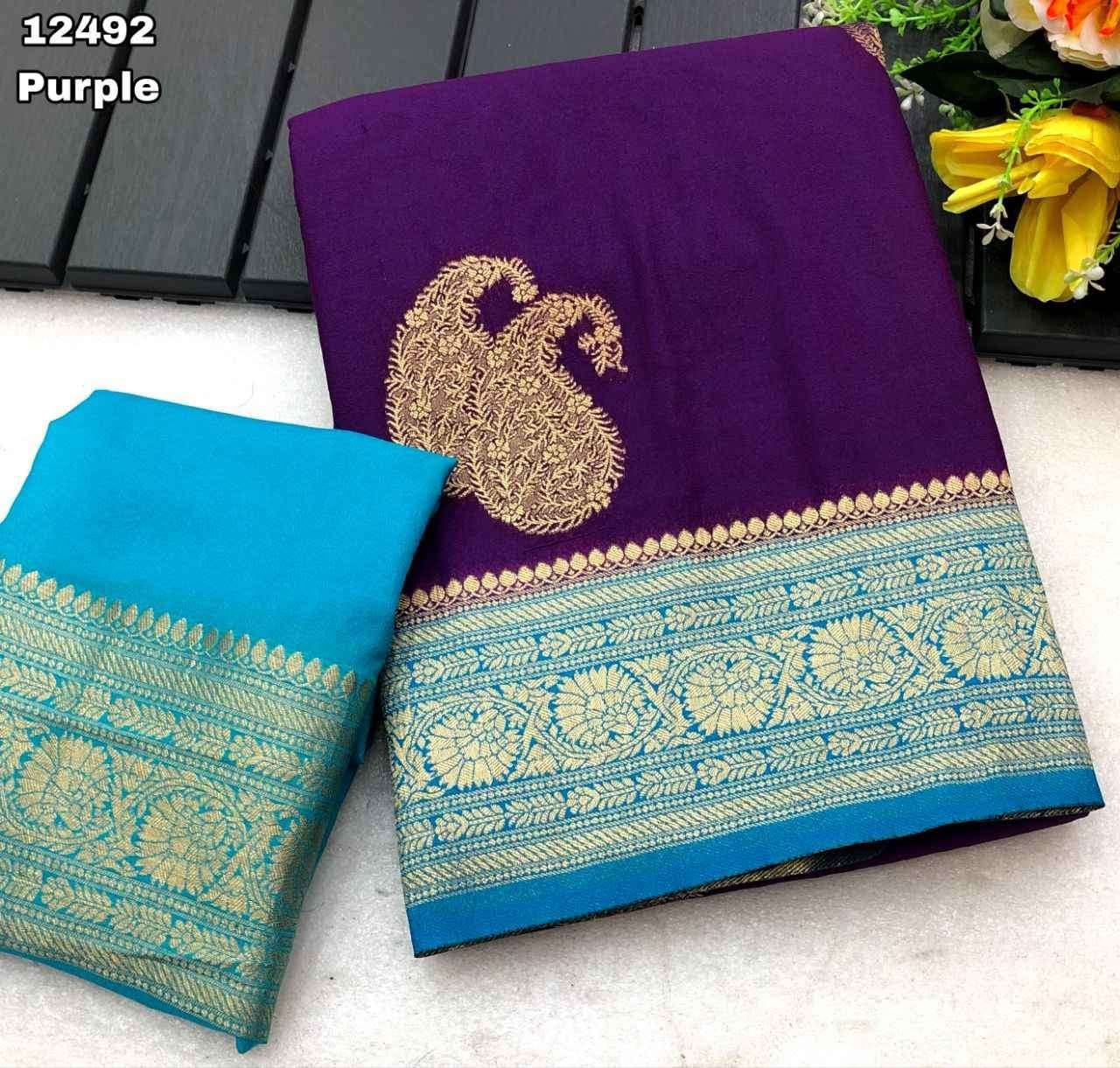 Premium Hand-Dyed Khadi Georgette Saree with Mango Weaving - New Arrivals