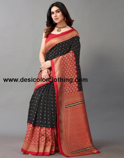 Black And Beige Silk Saree