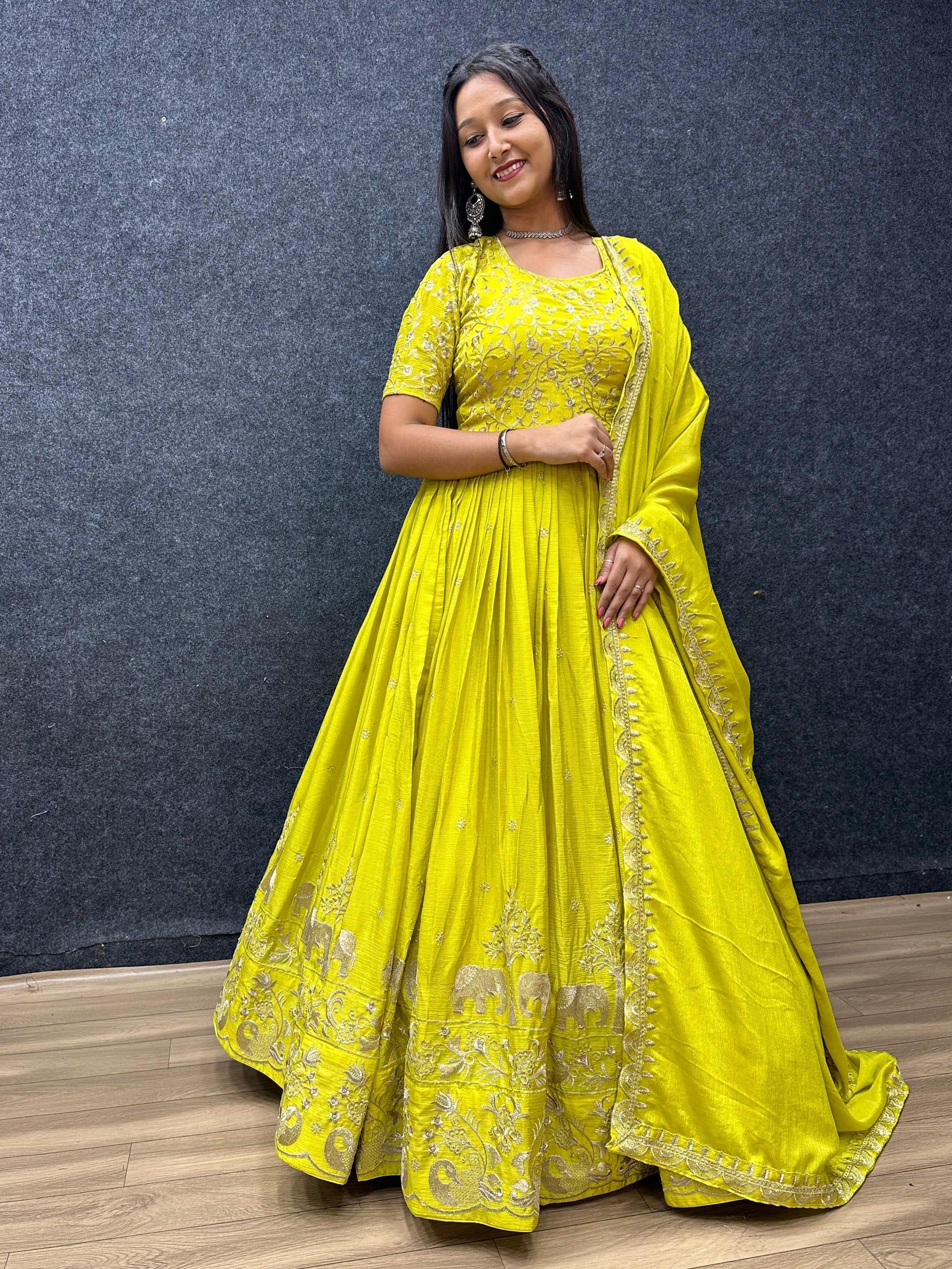 Product Image - Tapi Creation New Festival Gown - Chinon Embroidery Thread Work