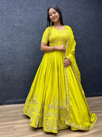 Product Image - Tapi Creation New Festival Gown - Chinon Embroidery Thread Work