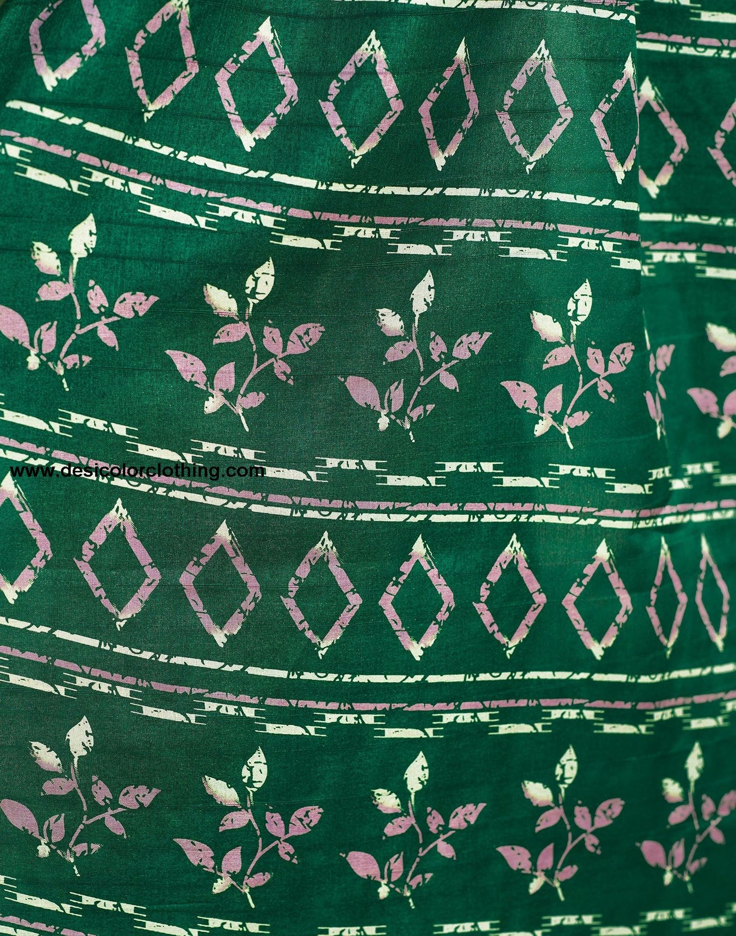 Bottle Green Silk Printed Saree