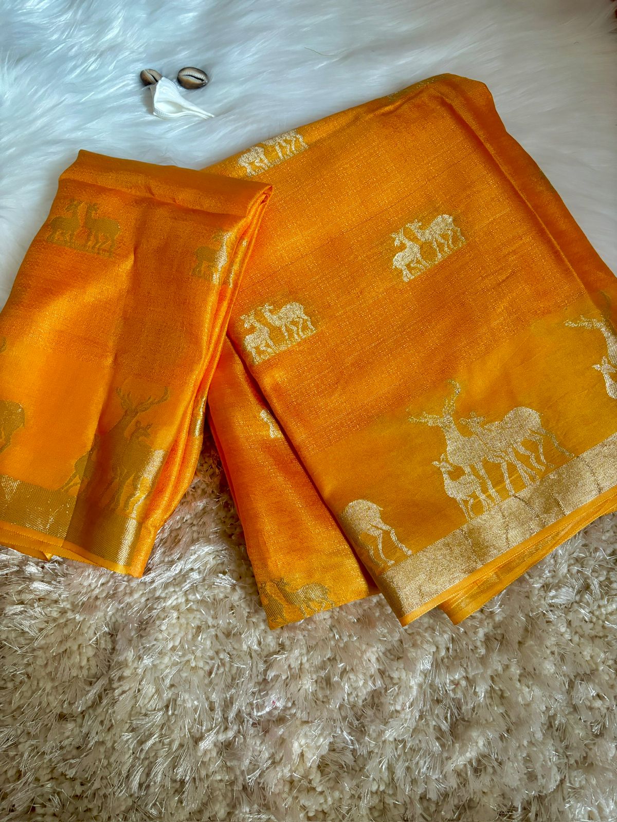 Product Image - Hiran Silk - Pure Khadi Silk Designer Saree with Deer Design | Festive & Wedding Wear