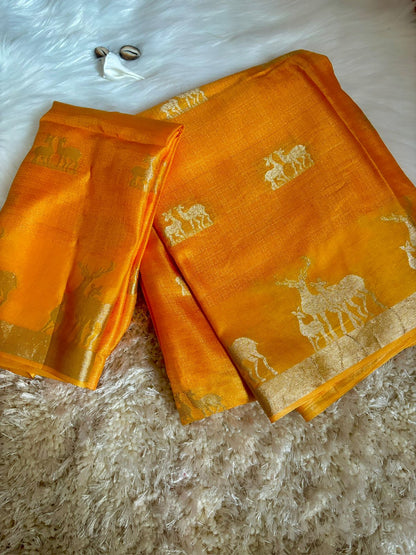 Product Image - Hiran Silk - Pure Khadi Silk Designer Saree with Deer Design | Festive & Wedding Wear