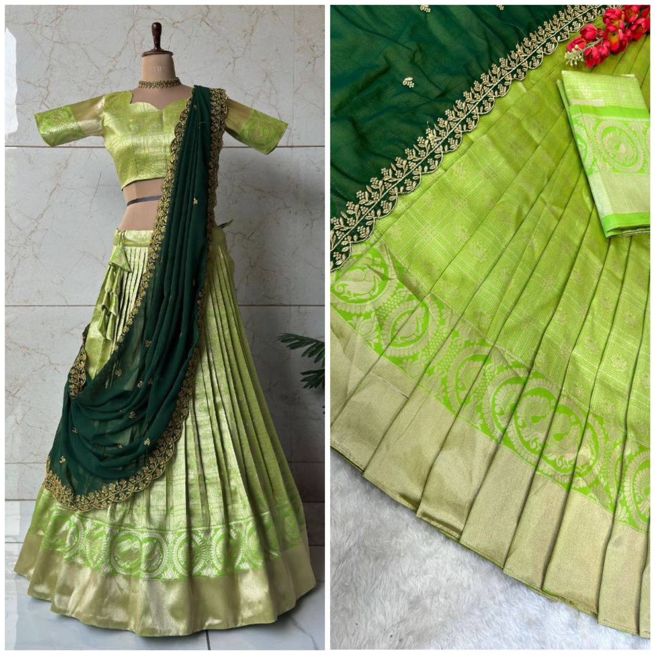 Product Image - Designer Kanjivaram Silk Lehenga Set