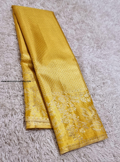 Kanchipuram 100% Pure Handwoven 1G Gold Tissue Bridal Silk Saree