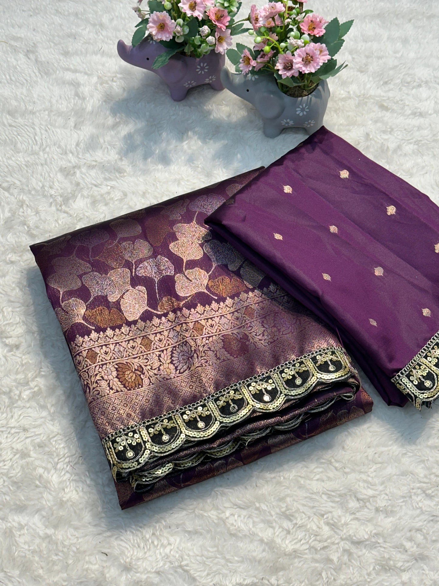 Product Image - Elegant Pure Soft Silk Saree with Embroidery