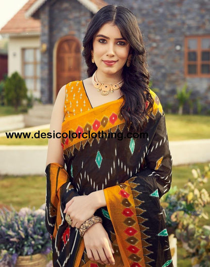Black Cotton Printed Ready To Wear