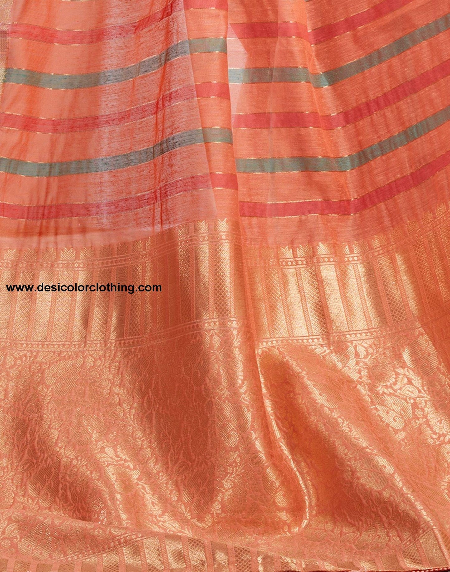 Peach Woven Silk Saree