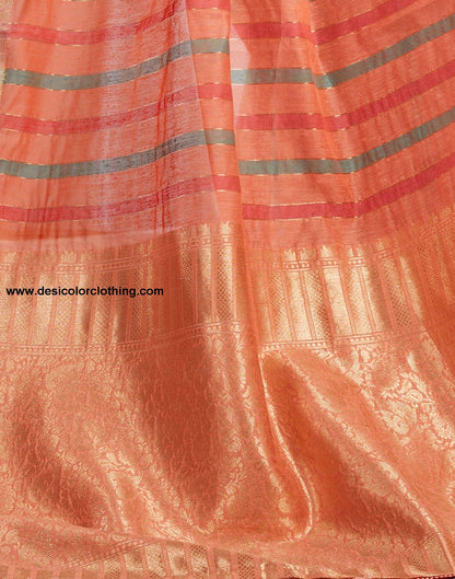 Peach Woven Silk Saree